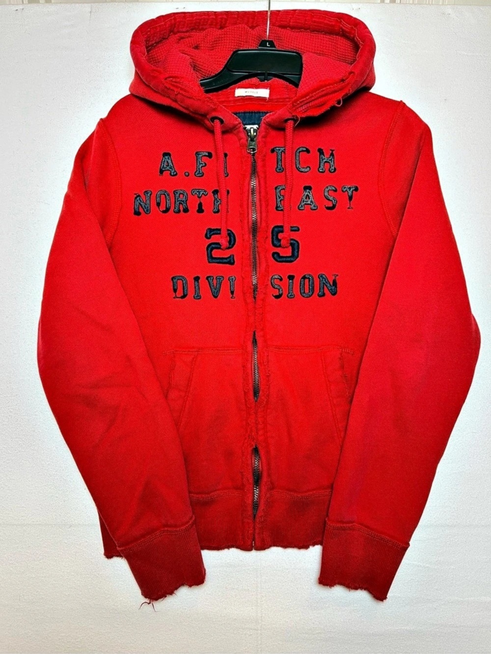 Vintage Y2K Abercrombie & Fitch Red Full Zip Hoodie Men's M North East Division